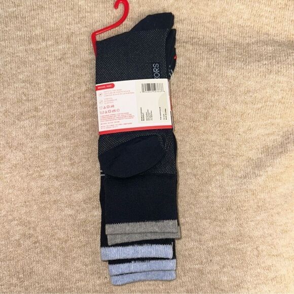 MK Men’s 3 pack Sky Midnight Blue Chevron Stripe Cotton Blend Dress Crew Socks - Picture 8 of 10